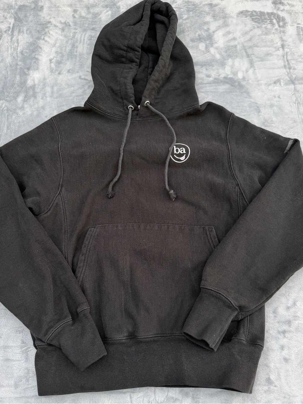 Champion Reverse Weave Black Pullover Hoodie Men's S Fleece Graphic Print
